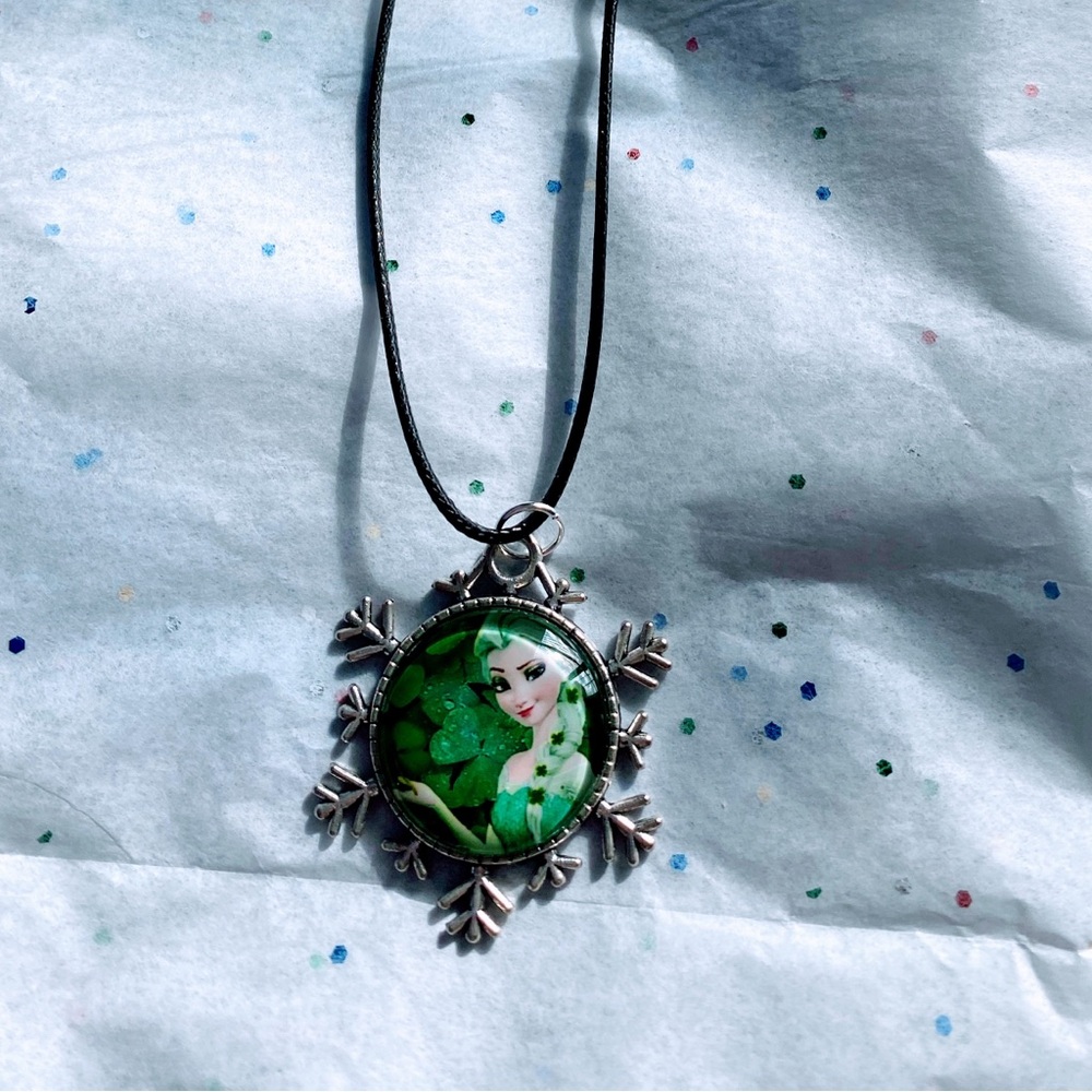 Snowflake Pendant Necklace with Elsa from Frozen Character